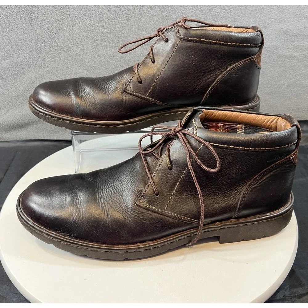 Clarks Stratton Limit Chukka Ankle Boots Lace Up Brown Leather Men Size 11.5